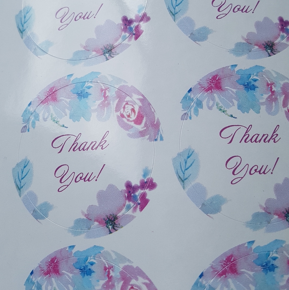 24 pcs Glossy Thank You Stickers 1.5"x1.5" in.